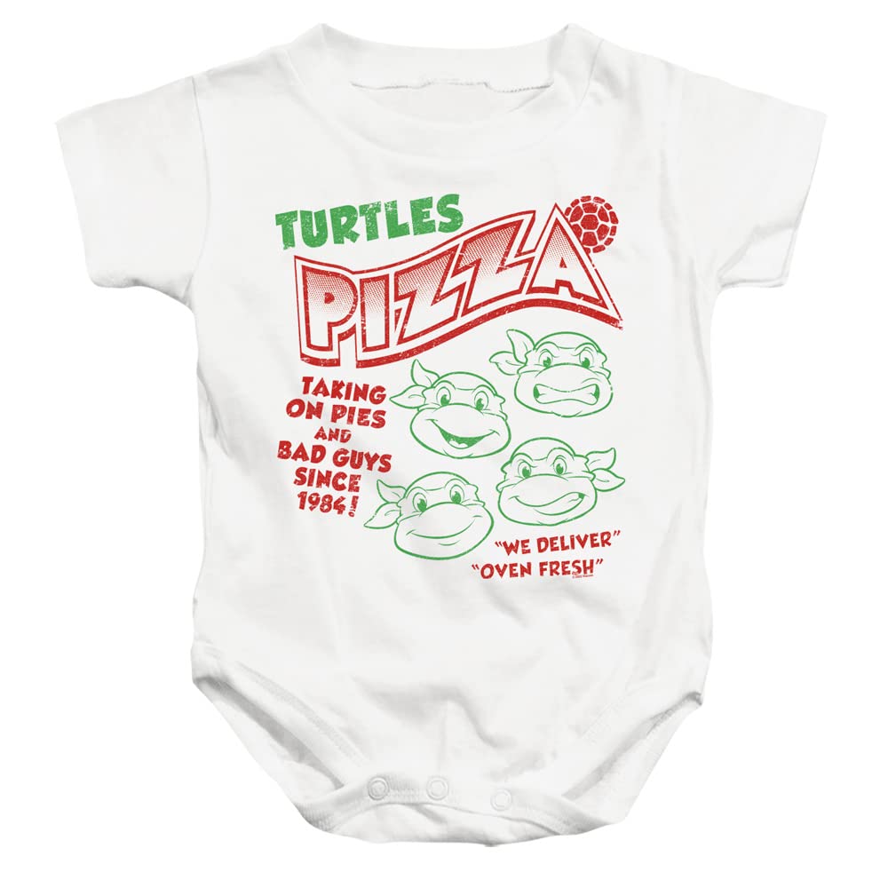 Popfunk Classic TMNT Teenage Mutant Ninja Turtles Turtles Pizza Unisex Infant Snap Suit for Baby, White, 6 Months