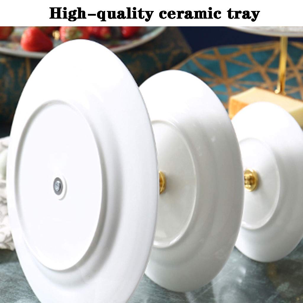 Alzata per Dolci 3 Piani,Alzata per Torta in Ceramica A Forma di Fiore retrò Europea, Cremagliera della Caramella del Dessert della Linea Geometrica Creativa, Decorazione del Desktop