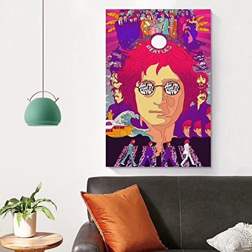 Poster Beatles All You Need Is Love – Peinture décorative sur toile – Décoration murale moderne pour chambre à coucher… - Les Beatles, Paul McCartney, John Lennon, RIngo Starr, George Harrison Poster Beatles All You Need Is Love - Peinture décorative sur toile - Décoration murale moderne pour chambre à coucher… – Image 5