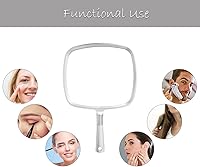 Vista 7 de Snowflakes Large Hand Mirror with Handle-Hang Handheld Mirror Hairdresser Mirror.(Silver)