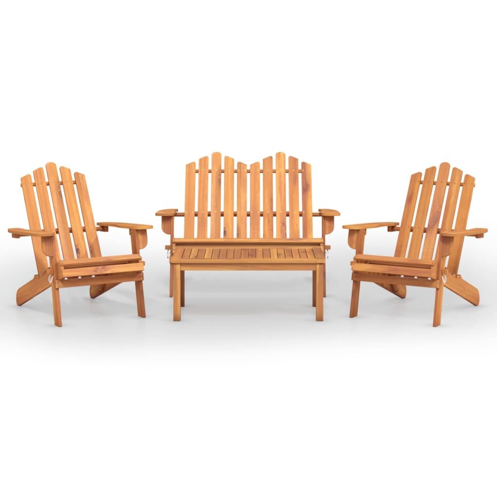 KCCKOM Garden Furniture Set 4 Piece Adirondack Patio Lounge Set Solid Wood Acacia