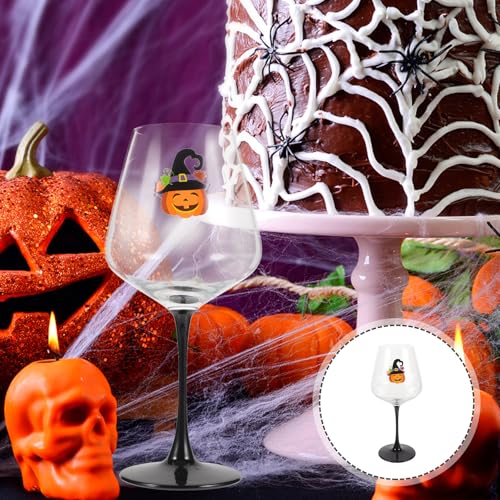 Copa de vino de vidrio para fiesta de Halloween y cenas elegantes 8