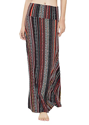 Image of Urban CoCo Women's Stylish Spandex Comfy Fold-Over Flare Long Maxi Skirt