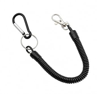 Stretchy Spiral Keyring, Fishing Lanyard, Retractable Safety Coiled Cord Lanyard with Lobster Clasp and Carabiner, Elastic Coiled Tool Lanyard for Hiking, Climbing, Securing Pliers Keys Equipment.