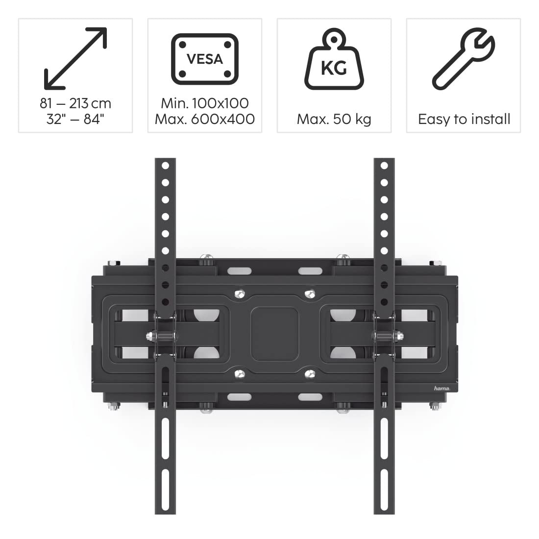 HAMA 118126 FULLMOTION TV Wall Bracket, 600x400 32