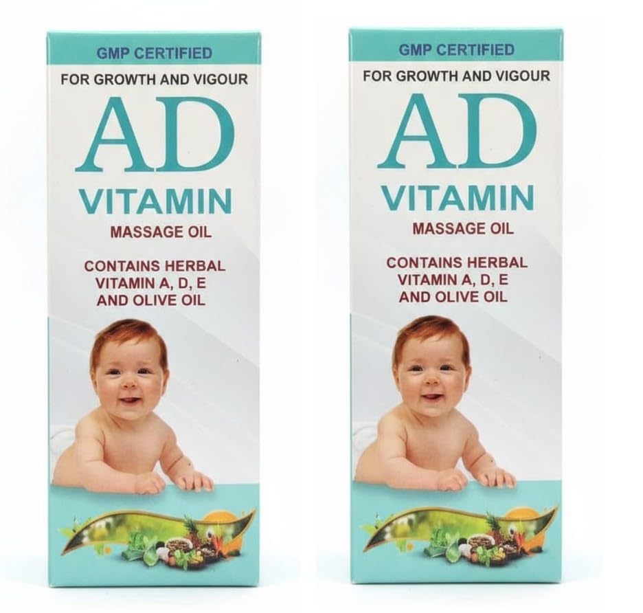 AD Vitamin Massage Oil, GMP Certified, Herbal with Vitamin A, D, E and Olive Oil, For Growth and Vigour, 100ml (PACK OF 2)-image-18