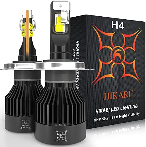Hikari VisionPlus H4/9003 LED Bulbs,15000LM,Dual Beam,30W TOP XHP50.2 LED Equivalent to 100W Ordinary LED,HB2 High Lumens LED Kit, 6000K Cool White,IP68 Waterproof,6000K Halogen Upgrade Replacement