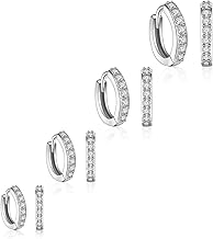 XOUDKE Cartilage Hoop Earrings, Hypoallergenic Hoop Earrings, Small Stainless Steel Hoop Earrings, Nose Lip Rings for Women, Men, 6 mm, 7 mm, 8 mm, 9 mm, 4 Pairs, Stainless Steel, No Gemstone