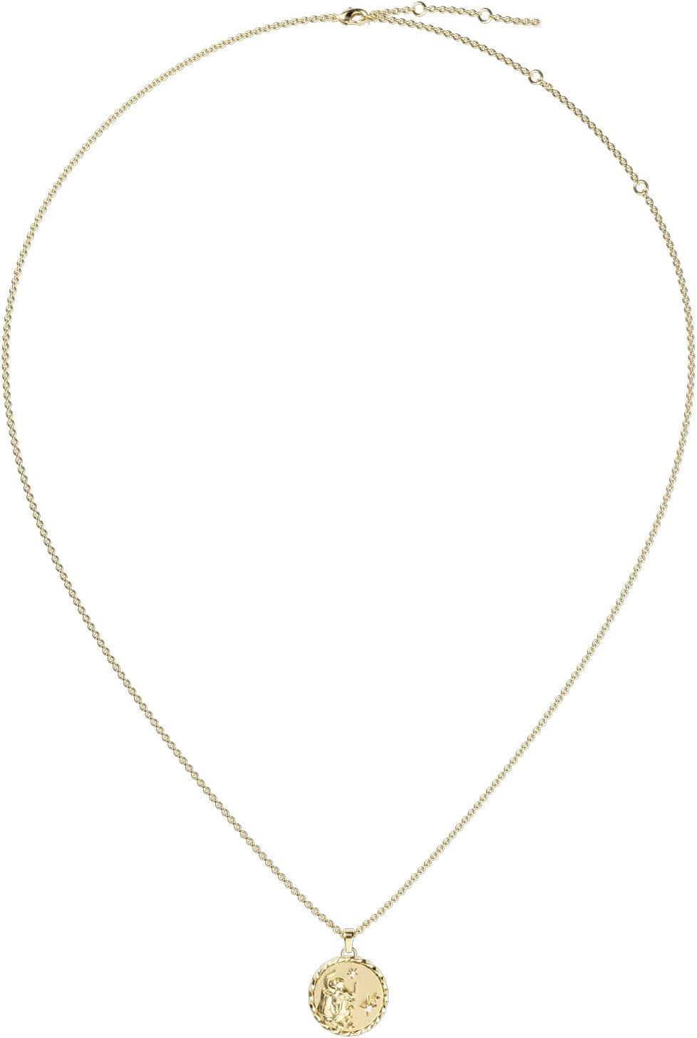 PASCAL 18K Gold Zodiac Necklace – Lab-Grown Diamond Astrology Pendant with Adjustable Chain, 12 Horoscope Signs Jewelry Gift for Women