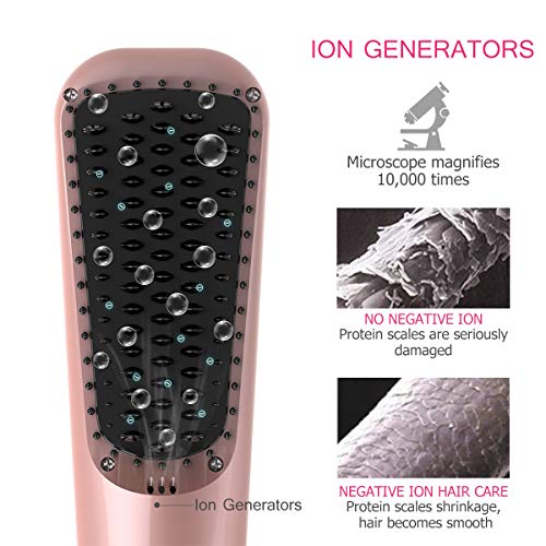 Hair Straightening Brush, ETEREAUTY Ceramic Ionic Hair Straightener Brush Hot Comb Hair Straightener with 30s Fast Ionic MCH Heating Hair Technology, Safer, Auto Temperature Lock & Off Function