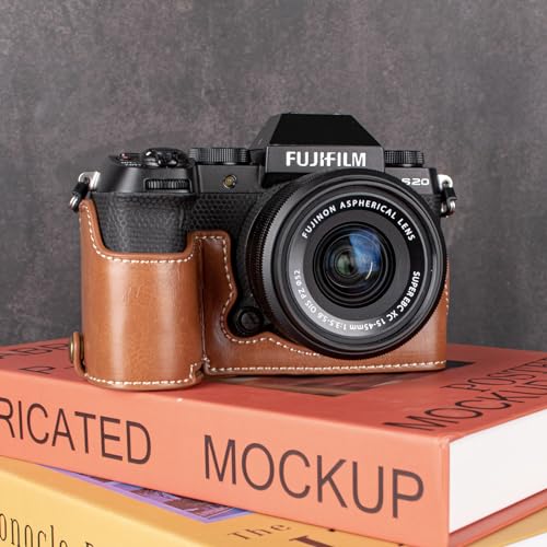 Image of MUZIRI KINOKOO Case for Fujifilm Fuji XS20 /X-S20 Camera, Retro Style PU Leather Fuji XS20 Protective Case with Hand Grip and Opening Bottom Design - Brown