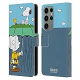 Head Case Designs Licenza Ufficiale Peanuts Charlie, Snoppy & Woodstock metà E Risate Custodia Portafoglio in Pelle Compatibile con Samsung Galaxy S23 Ultra 5G