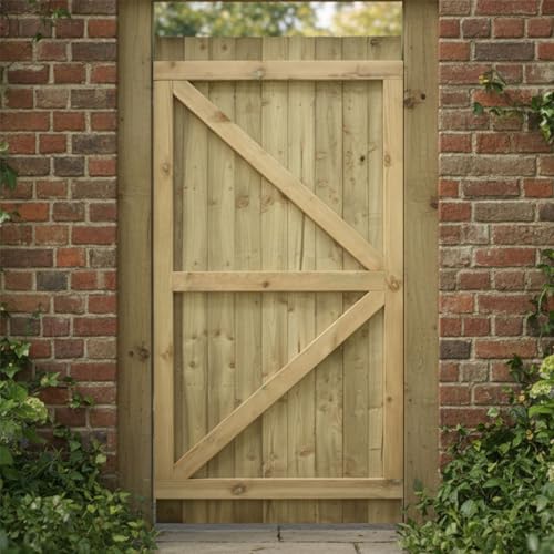 Made to Measure 6ft Wooden Garden Gate, Custom Feather Edge Fully Framed Flat Top Treated Timber Door for Outdoor Pathway Home Access, MAX 180cm High x MAX 75cm Wide - Image 8