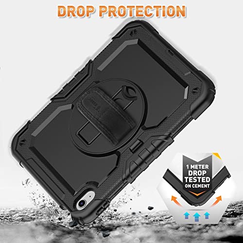 Timecity Ipad 10Th Generation Case 10.9 Inch 2022 Release, Ipad 10 Case A2696/ A2757/ A2777 With Screen Protector Pencil Holder Kickstand Hand/Shoulder Strap. Protective Case For Ipad 10Th Gen, Black #TOP2