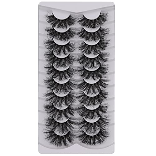 Lashes Mink Dramatic Long 22MM Eyelashes Pack Yawamica Fluffy Full Wispy Volume False Eyelashes 10 Pairs
