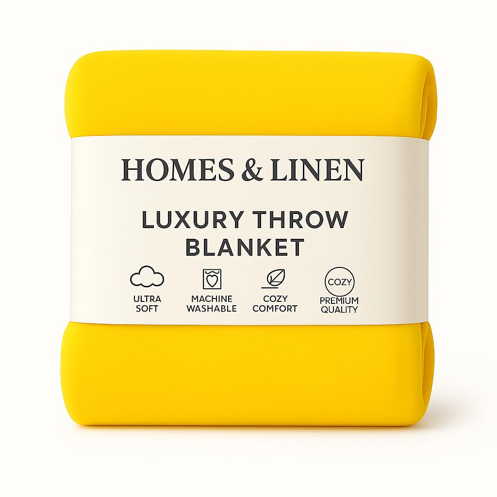 Homes-Linen Ochre Fleece Faux Fur Roll Mink Throws Soft Cosy Bed Blankets (, King (200Cm X 240Cm))