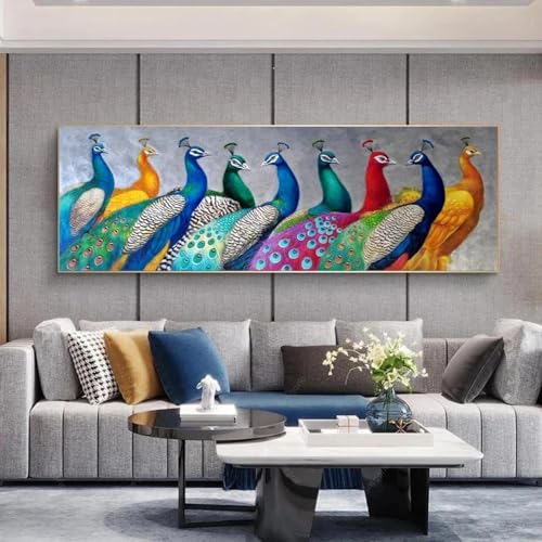 Impression sur toile paon colorée grand format pour art mural - 5
