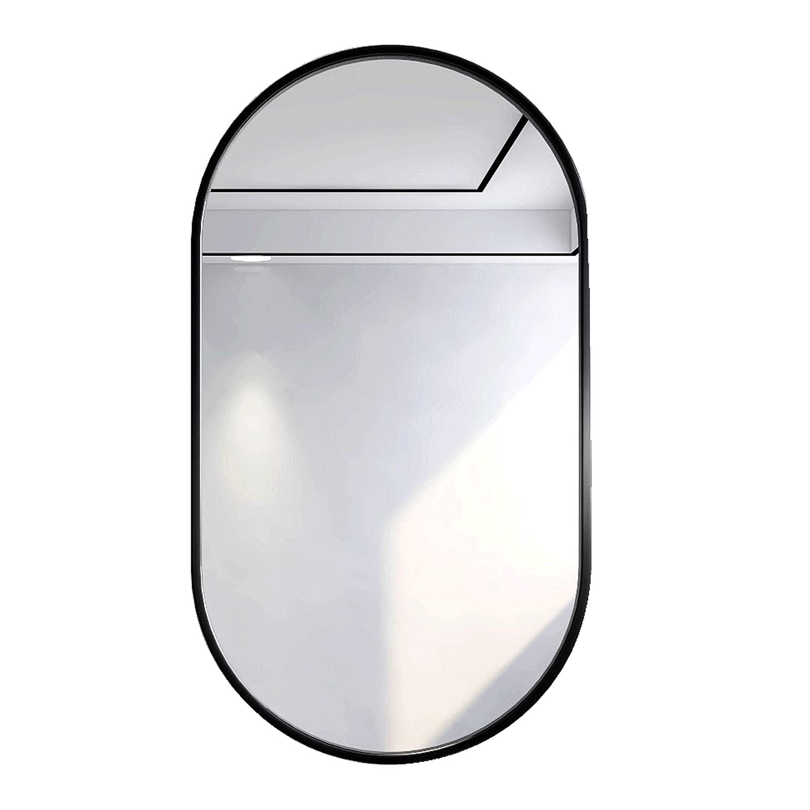Specchio Ovale 40 x 60 cm, Specchio da Bagno Montato a Parete, Specchio a Parete Appeso Orizzontale o Verticale per Soggiorno, Camera da Letto, Ingresso Black,40x60cm
