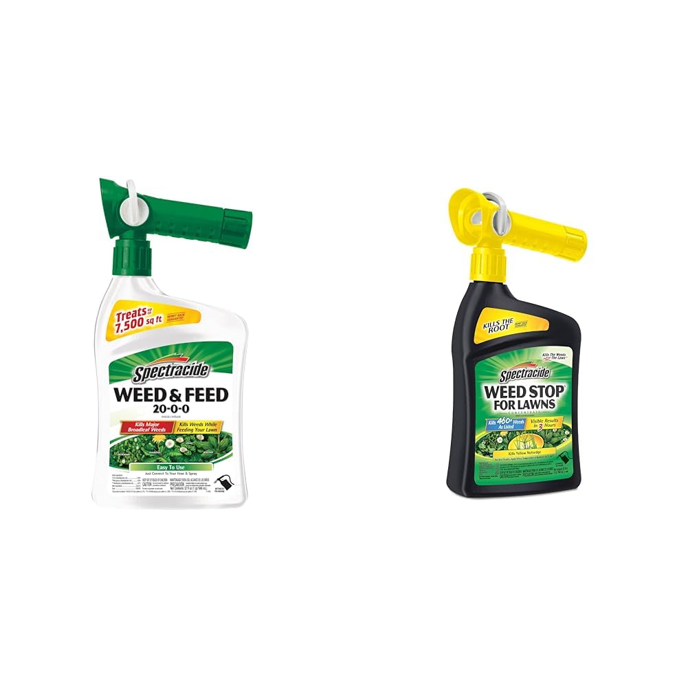 Spectracide Weed & Feed 20-0-0 32oz (6 Pack) + Weed Killer 32oz Kills 460+ Weeds