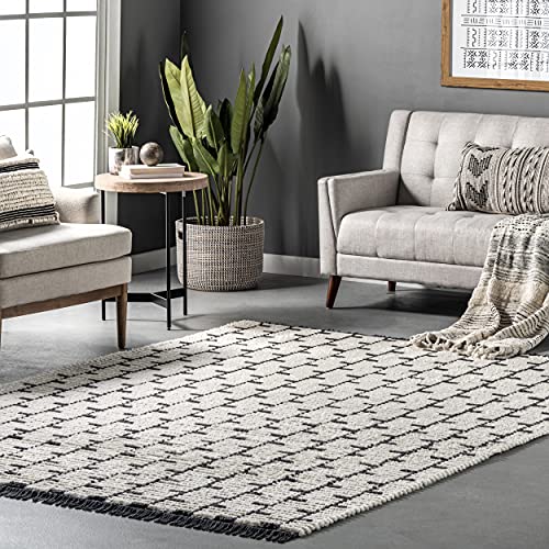 nuLOOM Hayes Teppich mit Fransen, weich, zottelig, strukturiert, 70 x 20 cm, Beige