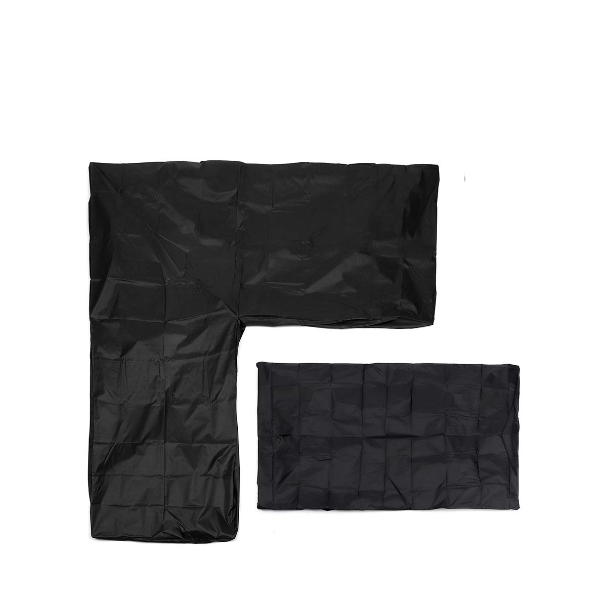 dDanke Black L Shape Sofa Cover & Rectangular Table Cover Set for Outdoor Patio Furniture Protection Sunproof Dustproof 112x112 Inch (2 Pcs Set)