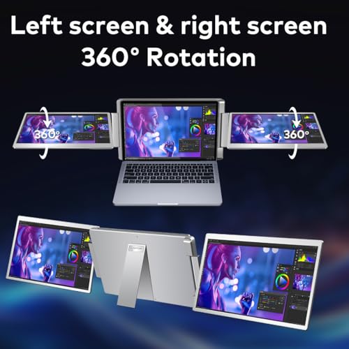 Image of 16 inch Laptop Screen Extender Triple Display - 2560x1600P QHD Portable Monitor, USB C Detachable Plug & Play Extender for 12 inch -17 inch Laptops - Compatible with Windows /Android /PS4 /MacBook