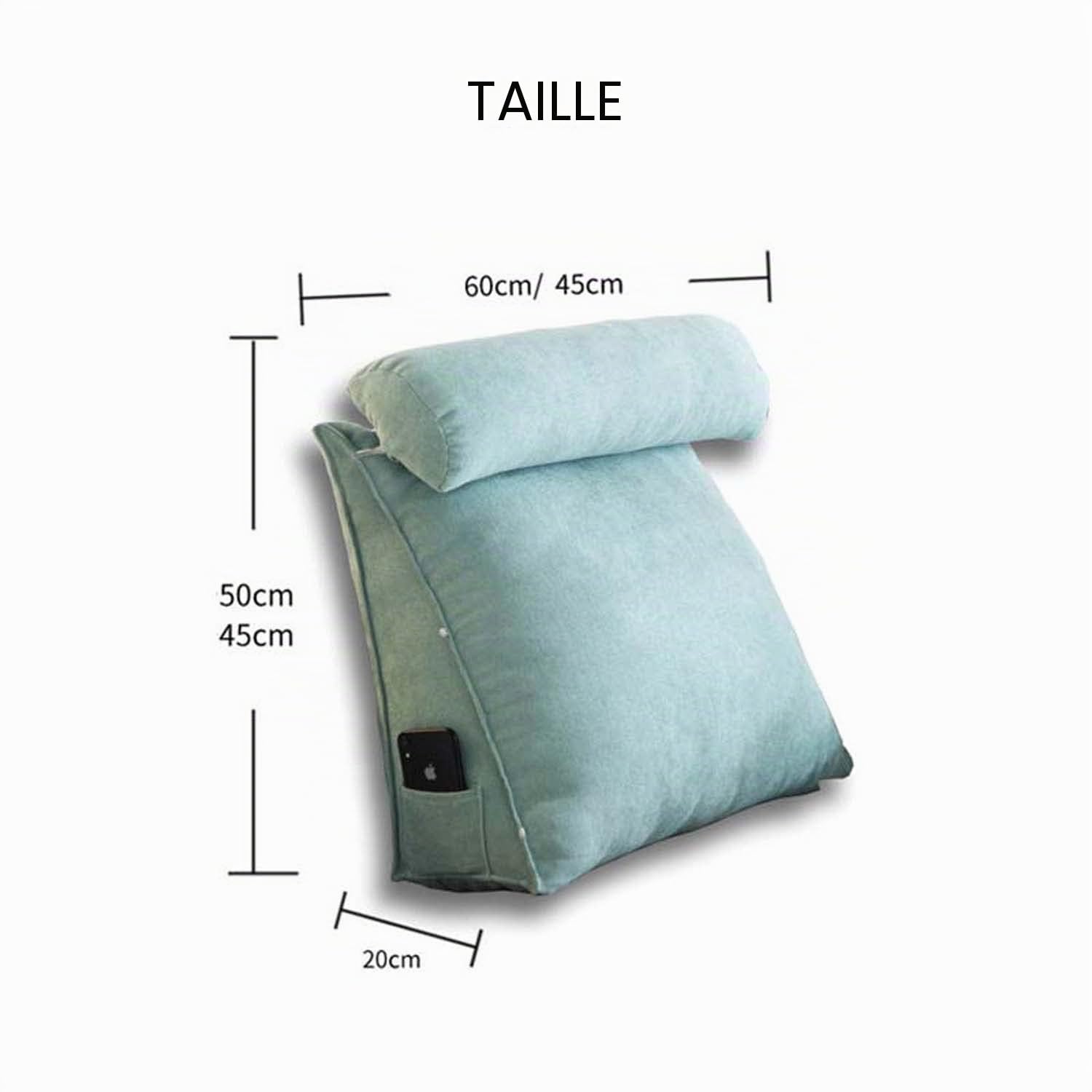 Coussin de lecture triangulaire avec cou réglable, coussin de soutien dorsal pour canapé, lit, tête de lit, coussin de soutien lombaire