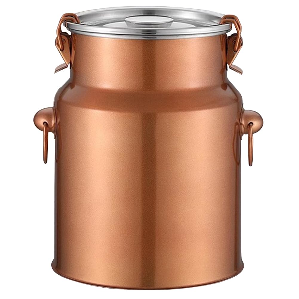 201 Secchio di Stoccaggio in Acciaio Inox, Contenitori Ermetici per Cereali, Contenitore della Dispensa per Riso, Pasta, Zucchero, Farina,Ottone,22x30cm