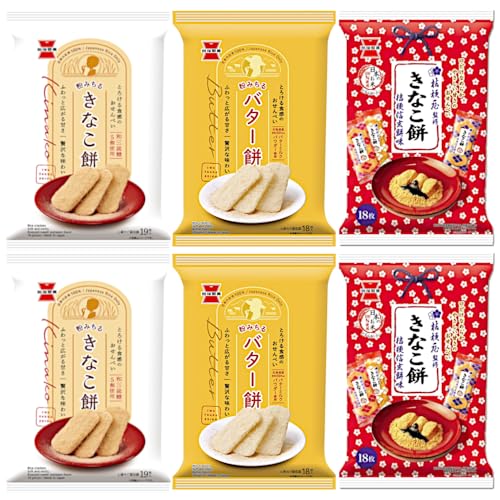 岩塚製菓 3種アソート （きなこ餅/バター餅/きなこ餅 桔梗信玄餅味）各2袋 計6袋