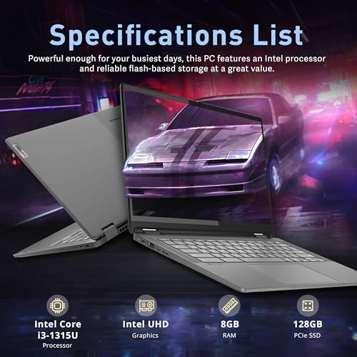 Image of Lenovo IdeaPad Flex 5i Plus Chromebook, 14 inch WUXGA 2-in-1 Touchscreen Laptop, Intel i3-1315U, 8GB RAM, 128GB SSD, Intel UHD Graphics, Backlit Keyboard, Chrome OS, Gray (Renewed)