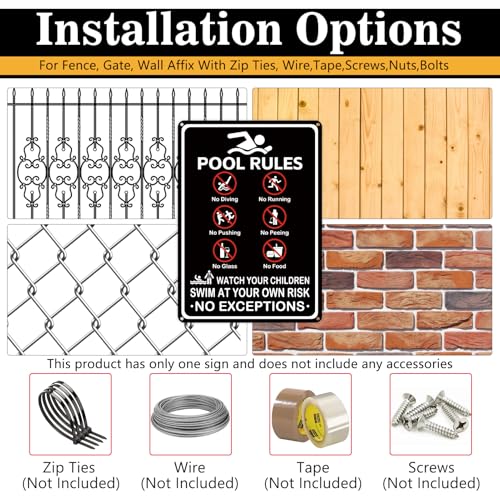 Cartel Grandes Reglas de Piscina 14x10 Pulgadas miniatura 5