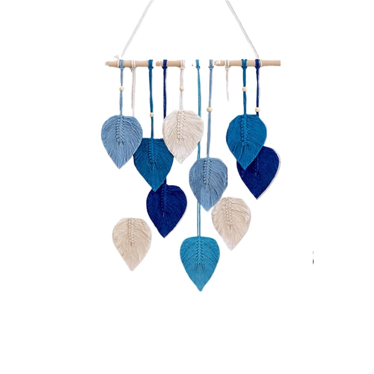 BDFJEDS Tapestry Wall Hanging Leaf Wall Tapestry Macrame Hanging Handmade For Bedroom Decor(Blue)