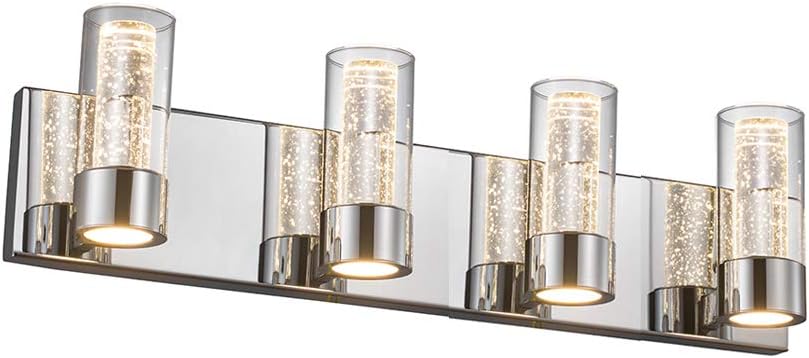 Free Shipping Over $50 JINZO LED Bathroom Vanity Lighting Fixture 27 inch Wide Bathroom Lights-4 Lights Chrome Finished with Bubble Clear Glass Wall Mount ONLY(Upward) Best Review JINZO LED Bathroom Vanity Lighting Fixture 27 inch Wide Bathroom Lights-4 Lights Chrome Finished with Bubble Clear Glass Wall Mount ONLY(Upward)