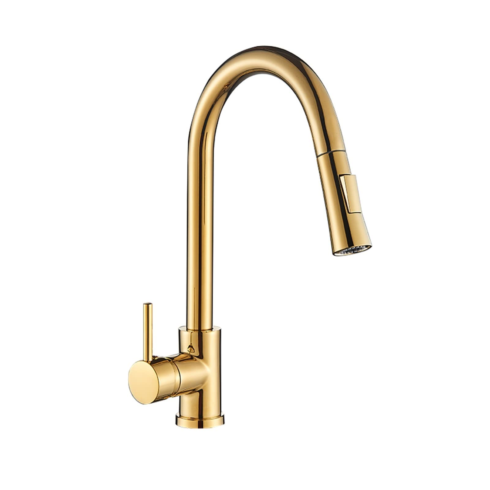 Yjyjy Golden Kitchen Taps Kitchen Faucet Pull Out Kitchen Sink Faucet Single Handle Faucet 360 Degree Rotating Sink Mixer Kitchen Tap