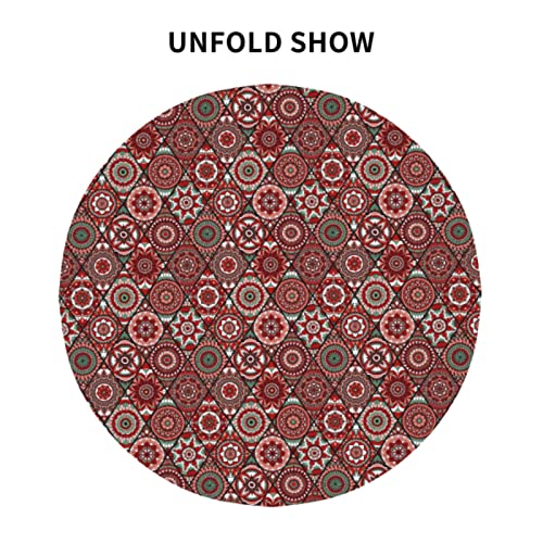 Round Tablecloth Abstract Moroccan Floral Table Cloths Waterproof Table Cover For Wedding Party Dining Holiday Banquet #TOP2