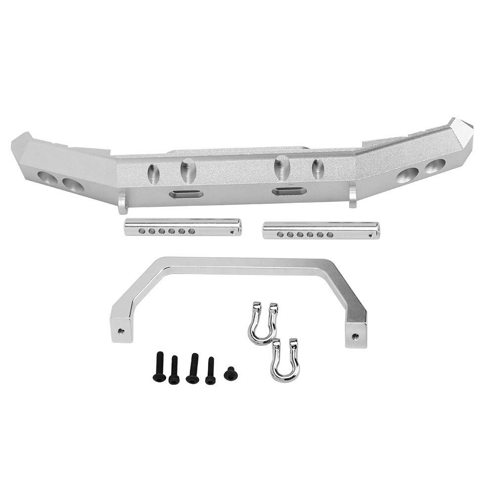 RC ZDERZAK PRZEDNI ZE STOPU ALUMINIOWEGO OSŁONA ZDERZAKA CZĘŚCI AKCESORIA DO RGT 1/10 CIĘŻARÓWKA OVERLAND ROCK CRUISER EX86100 TRWAŁA LEKKA IDEALNE DOPASOWANIE (Argento B-R86025S)