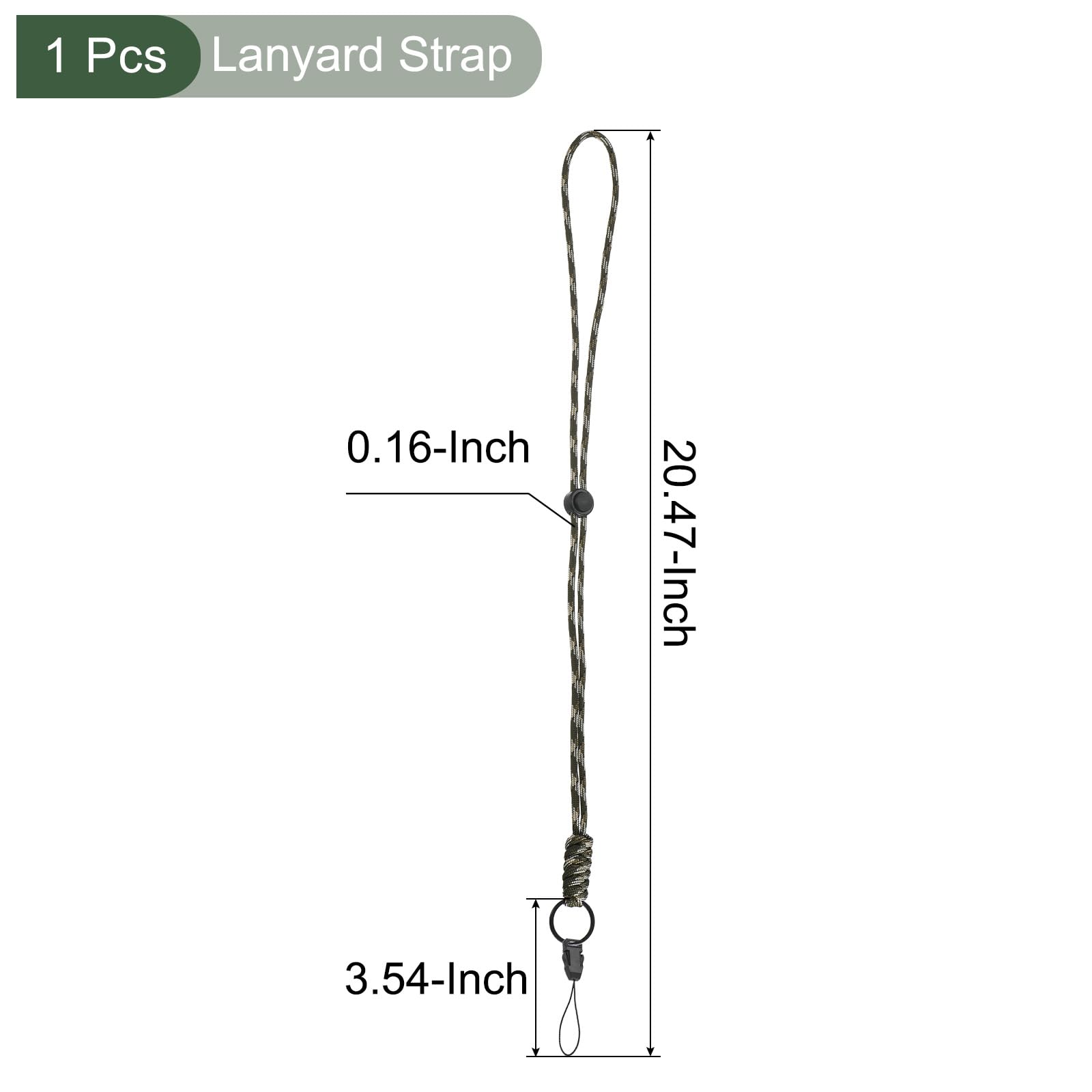 YOKIVE 1 Pcs Paracord Lanyards, Necklace Keychain Cord Metal Clasp Hooks Ring Straps, Camo Green, 20.5 Inch - Image 2