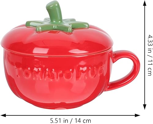 Miniatura 4 de Cabilock Tazas de café de cerámica, tazas de café de cerámica, taza de desayuno con forma de cerámica para postre con tapa de asa, taza de cereales