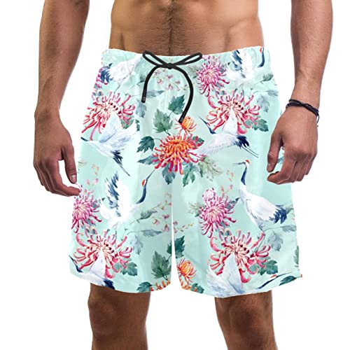 Maillots de bain hommes à séchage rapide short de plage imprimé grue HadHfun