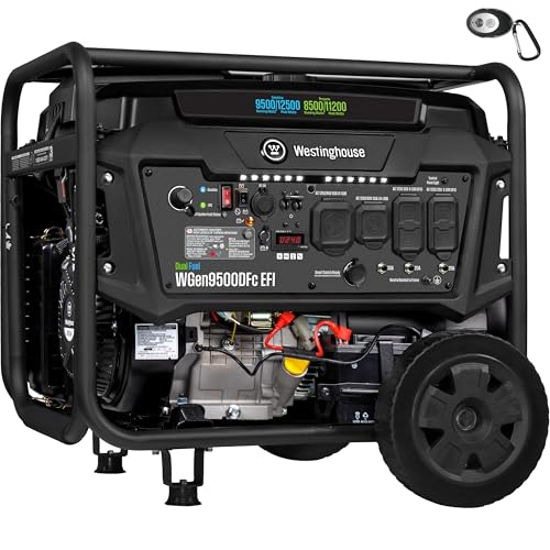 Westinghouse 12500 Peak Watt EFI Dual Fuel Home Backup Portable Generator, Remote Electric Start, Transfer Switch Ready, Gas and Propane Powered, CO Sensor, CARB Compliant