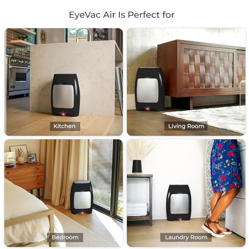 EyeVac Air 2-in-1 HEPA Air Purifier & Touchless Vacuum Automatic Dustpan - Ultra Fast & Powerful - Covers 600 Sq ft - Corded Canister Vacuum, Bagless, Automatic Sensors, 1000 Watt (Black/Black)