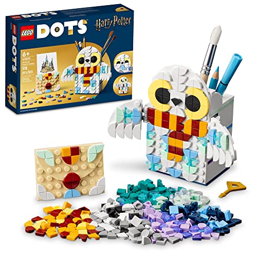 LEGO DOTS Hedwig 41809,Portalápices de Harry Potter, juego de manualidades de juguete para niños, idea de regalo de Pascua y relleno de cesta