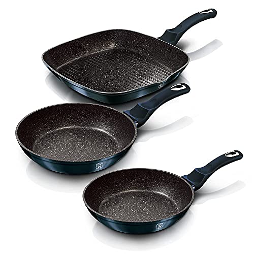 Best Berlinger Haus Cookware Set 10 Berlinger Haus Frypan Set - Ergonomic Soft Touch Handle and Turbo Induction Based – Free Protector and 3-Layer Marble Coating – include 2 Frypan