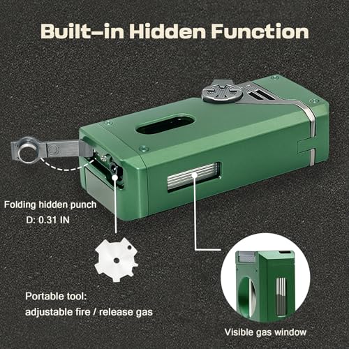 Encendedor antorcha 5 en 1 con 4 llamas, verde miniatura 3
