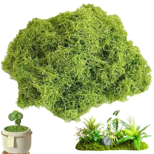 FOEEORT 100g Fake Moss, artificial moss, for Indoor Plant Pots Decorative Moss for Home Garden Terrariums and Craft Projects Perfect for Floral Arrangements and DIY Decorations(Light Green)
