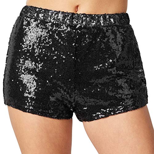 dressforfun 900996 Damen Pailletten Glitzer Shorts, sexy Kurze Hose Shorts,...
