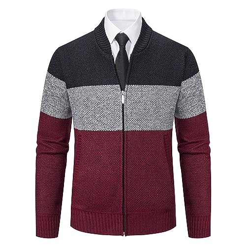 Men's Casual Cardigan Sweater Full-Zip Stand Collar Cardigans Cable Knit Sweater Cardigan Slim Fit Sweater Outwear2