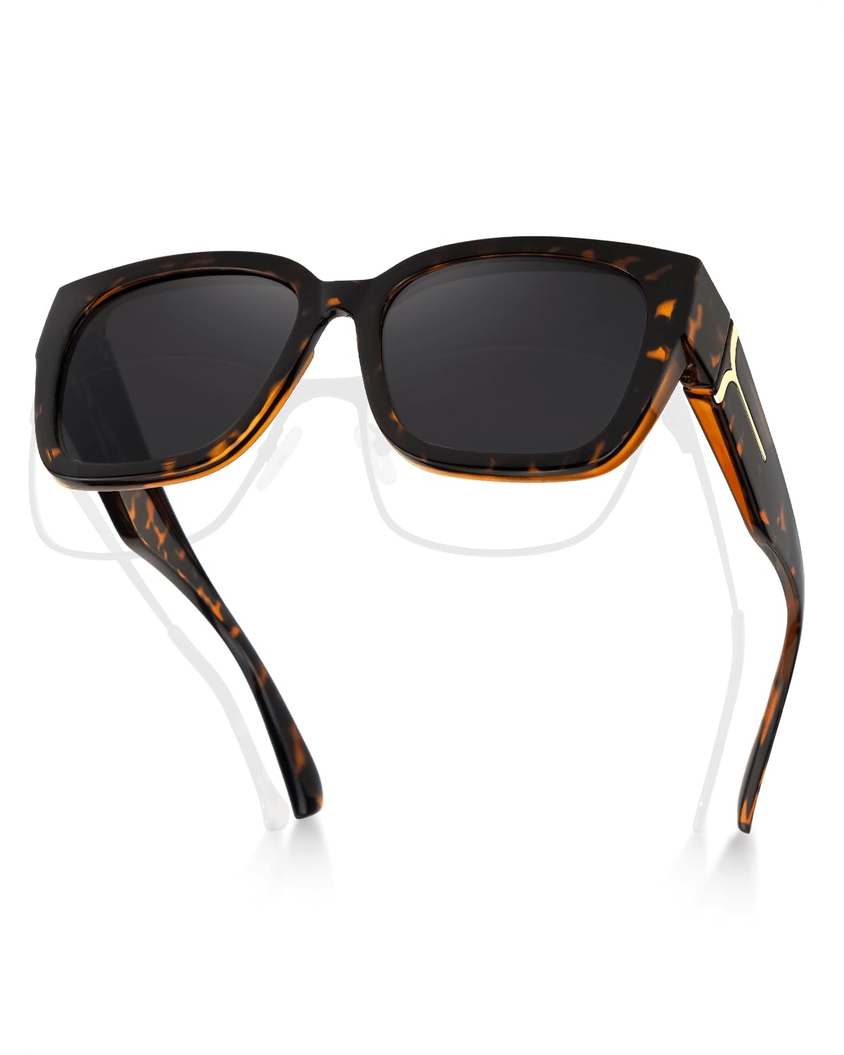 Meeloog Polarized Fit Over Glasses Sunglasses for Women UV Protection, Trendy Square Wrap Around Shades for Driving Riding