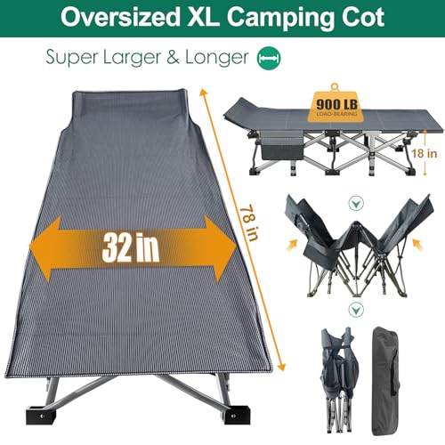 image for LILYPELLE Oversized XXL Folding Camping Cot, 78