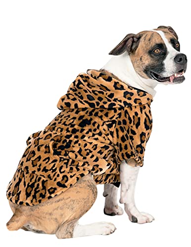 Pet Pjs - Cheetah Spots Pet Pjs Chenille Hoodie Sweaters - XXLarge (Fits Up to 120 lbs)